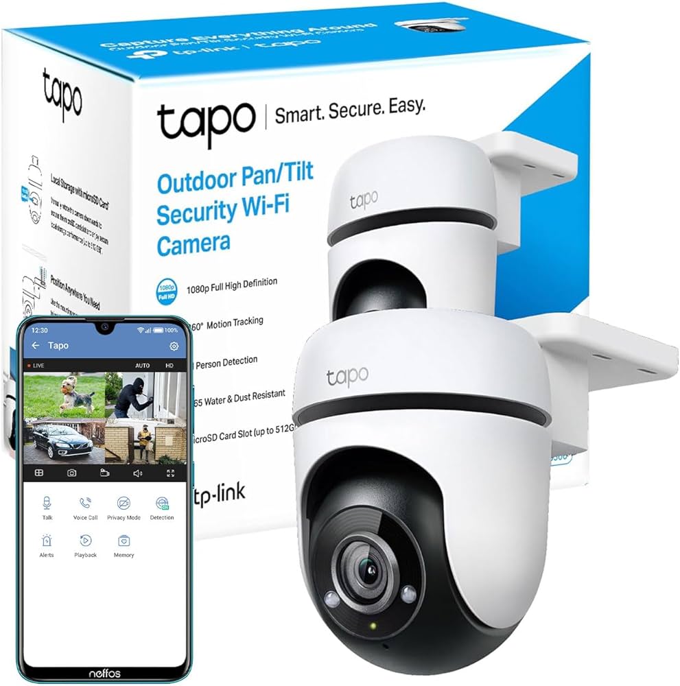 Tapo C500 Cámara inteligente 2MP 1080P Full HD para exteriores con Wifi, audio bidireccional, cobertura de 360 grados, visión nocturna, compatible con Alexa y Google Assistant