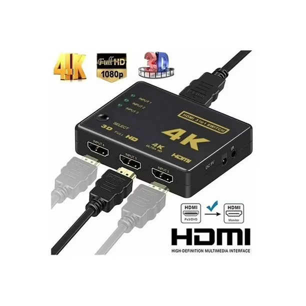 A-Conversor Switch Hdmi 4k 3x1 Splitter Video Alta Calidad Controlremoto
