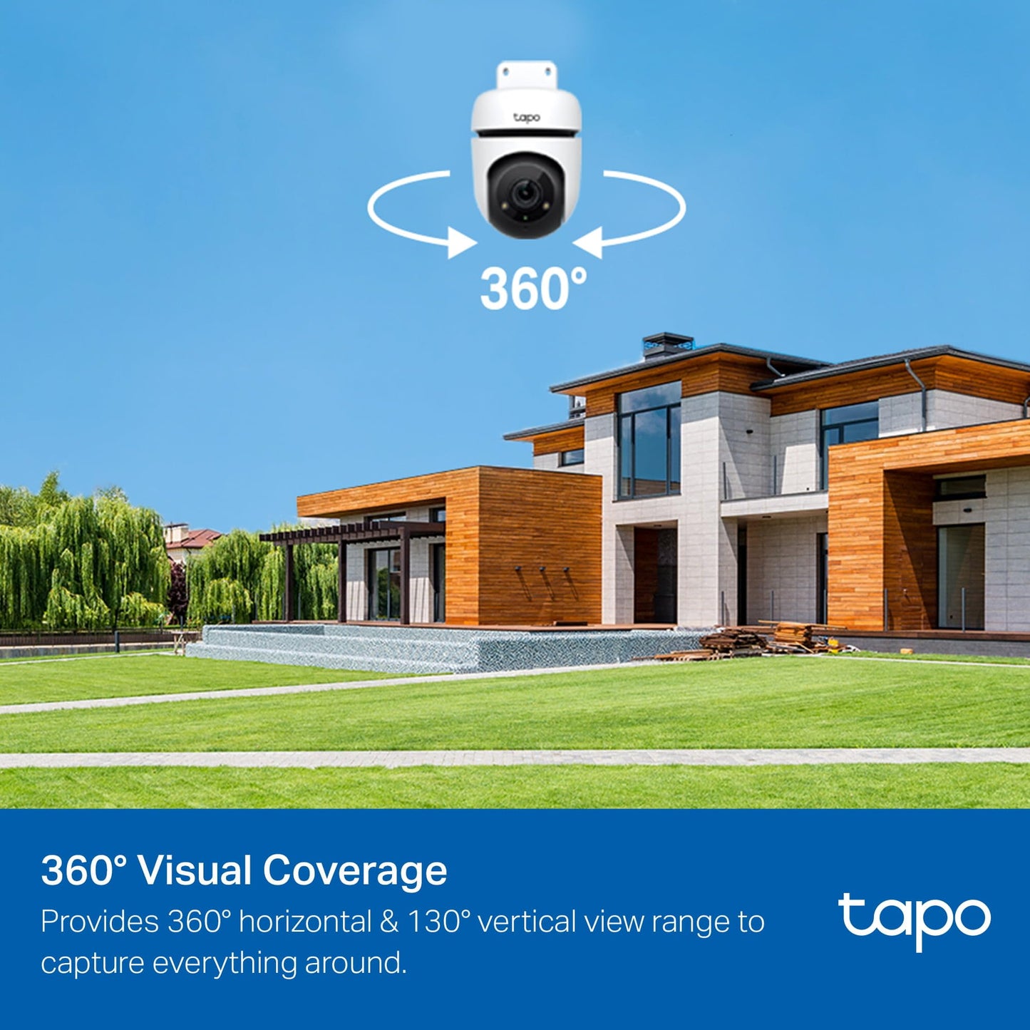 Tapo C500 Cámara inteligente 2MP 1080P Full HD para exteriores con Wifi, audio bidireccional, cobertura de 360 grados, visión nocturna, compatible con Alexa y Google Assistant