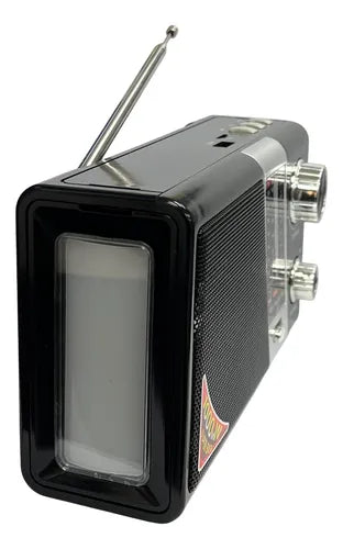 Radio Portatil Recargable Linterna Carga Solar Tenolab Tl635 Negro