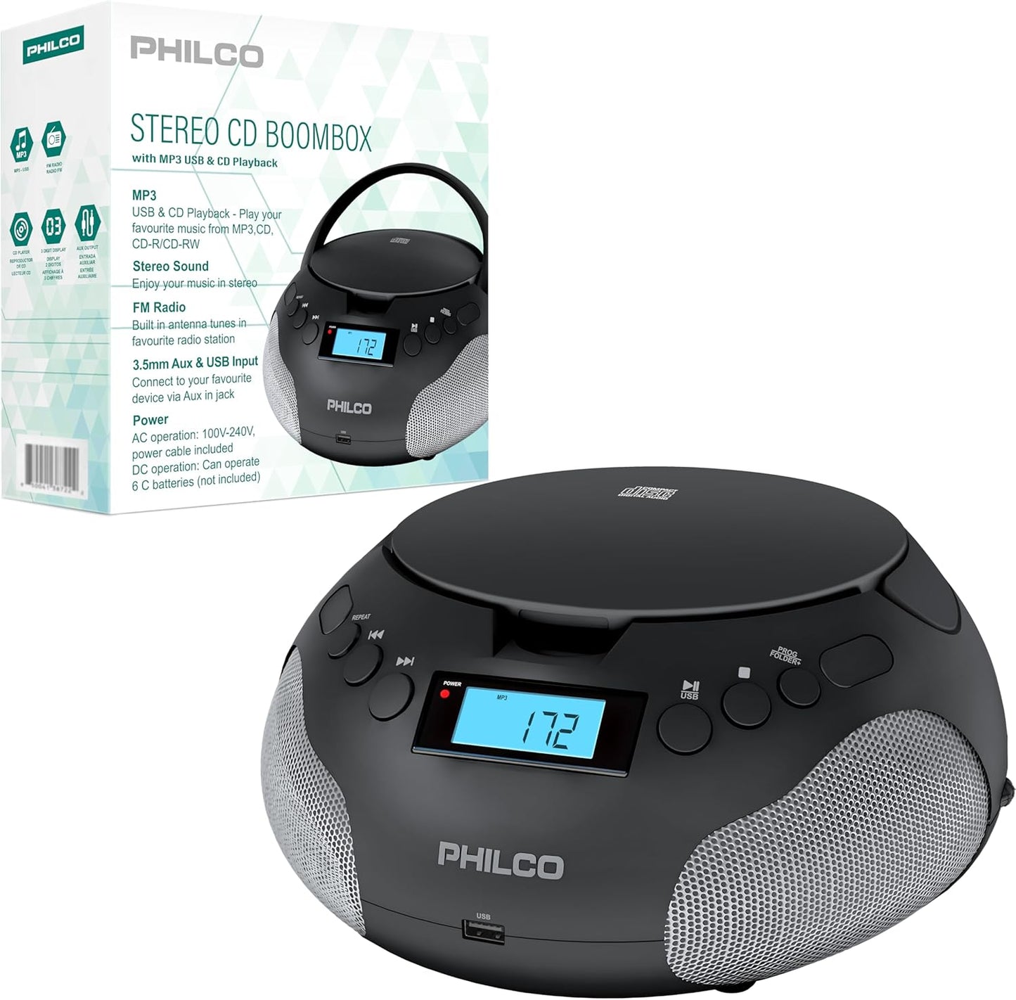 RADIO BOOMBOX CD PJB1007B PHILCO PHILCO