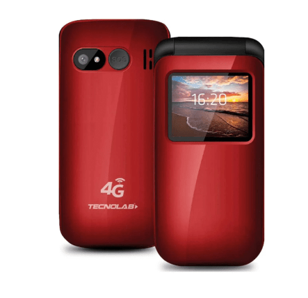 Teléfono Senior Tecnolab 4g Adulto Mayor Almej Azul, Rojo Tl456