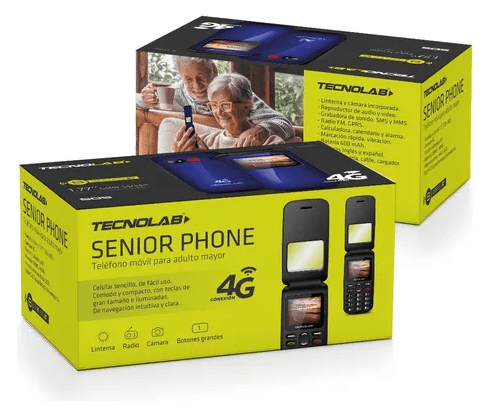 Teléfono Senior Tecnolab 4g Adulto Mayor Almej Azul, Rojo Tl456