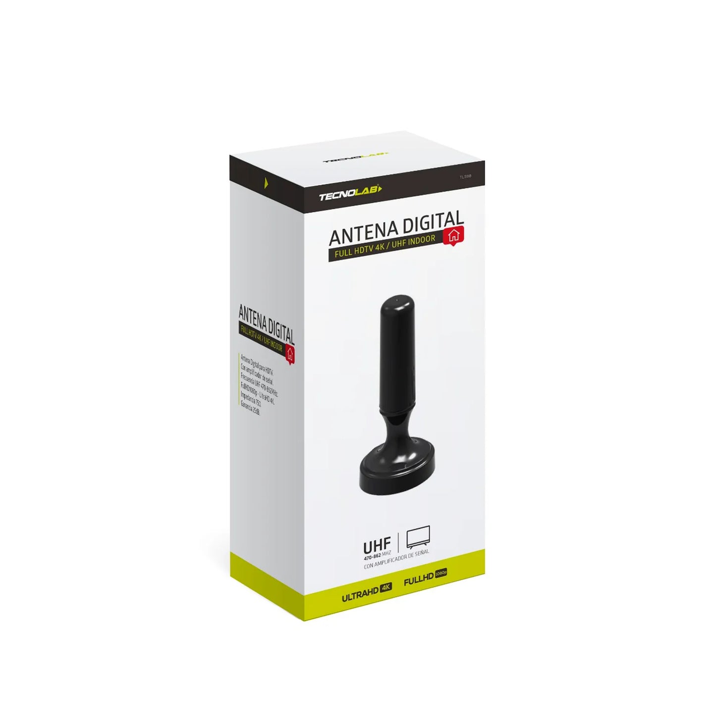 8-Antena de TV Digital Amplificada 5MT 4K Ultra HD / FHD TL590 - Negro