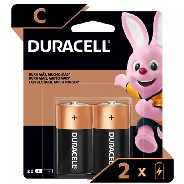 Pila Duracell Tipo C, (2 Pilas, Batería Grande, Dura Más)