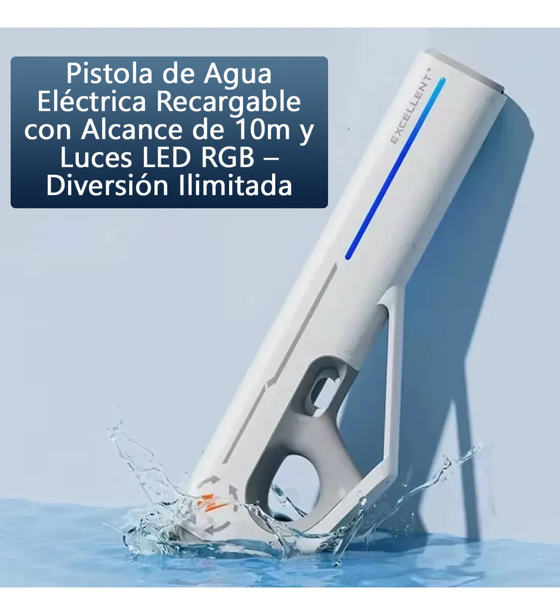 Pistola De Agua Electrica Con Luces Potente Chorro De Agua