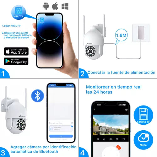 Cámara De Seguridad WiFi IP Exterior 5G y 2.4G Con Alarma PTZ Visión nocturna 3MP Anran N30W1548 Color Blanco