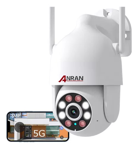 Cámara De Seguridad WiFi IP Exterior 5G y 2.4G Con Alarma PTZ Visión nocturna 3MP Anran N30W1548 Color Blanco