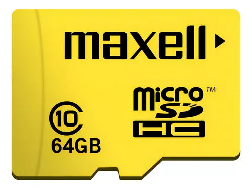 D-Tarjeta de Memoria MicroSD 64GB Maxell SDXC Clase 10 + Adaptador