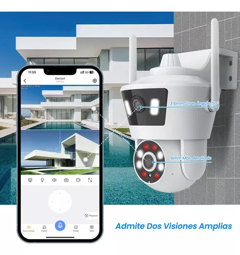 Cámara De Seguridad Wifi Ip 4mp De Doble Visión