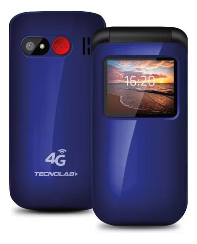 Teléfono Senior Tecnolab 4g Adulto Mayor Almej Azul, Rojo Tl456