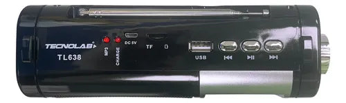 Radio Portatil 5w Recargable Usb Con Linterna Tenolab Tl638 Negro