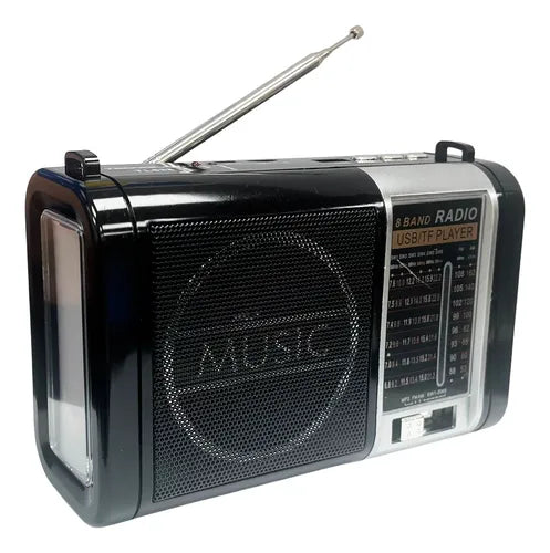 Radio Portatil 5w Recargable Usb Con Linterna Tenolab Tl638 Negro