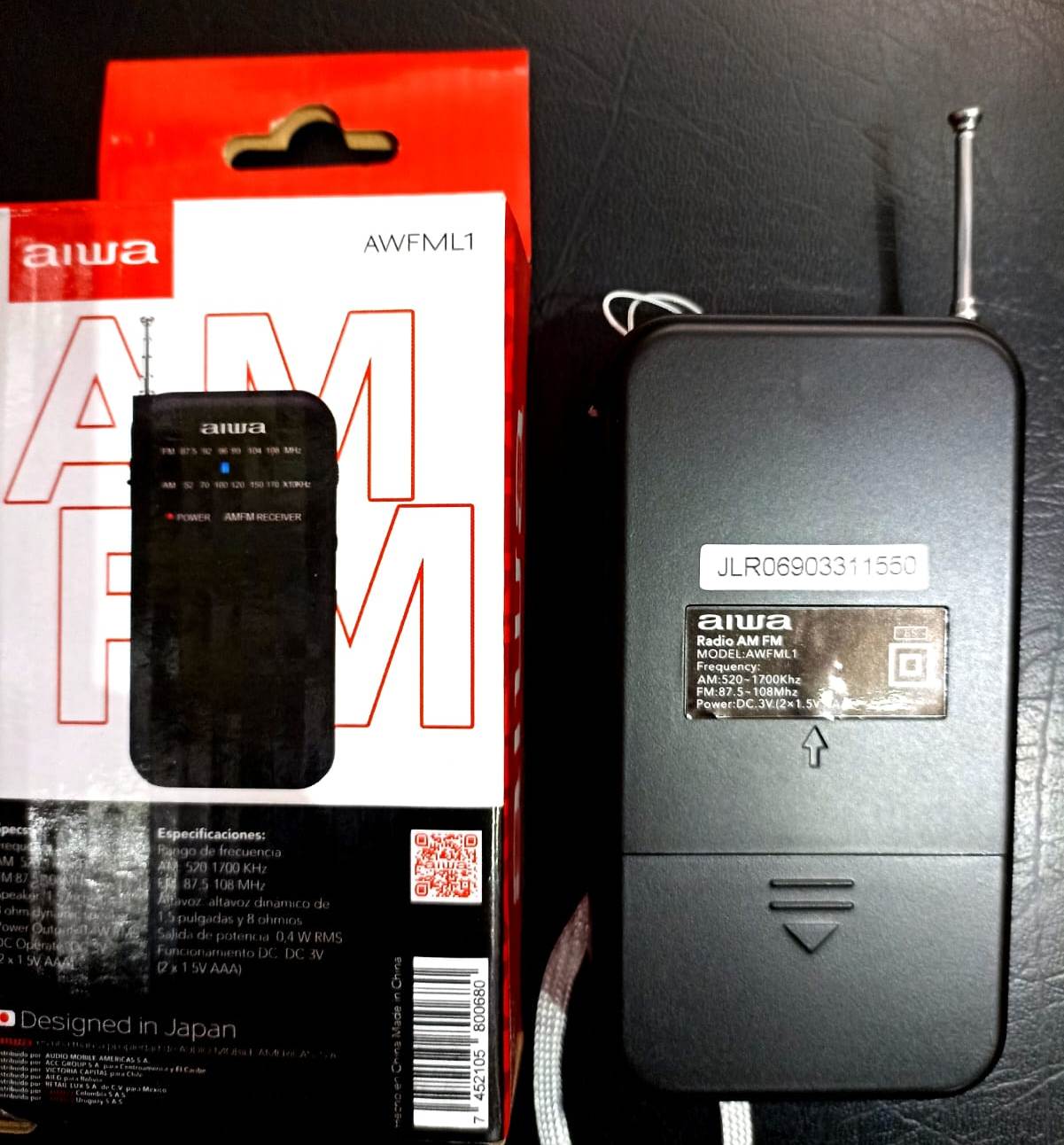 Radio Portátil Aiwa Análoga Fm/am Potencia De 0,4w Aw-fml1