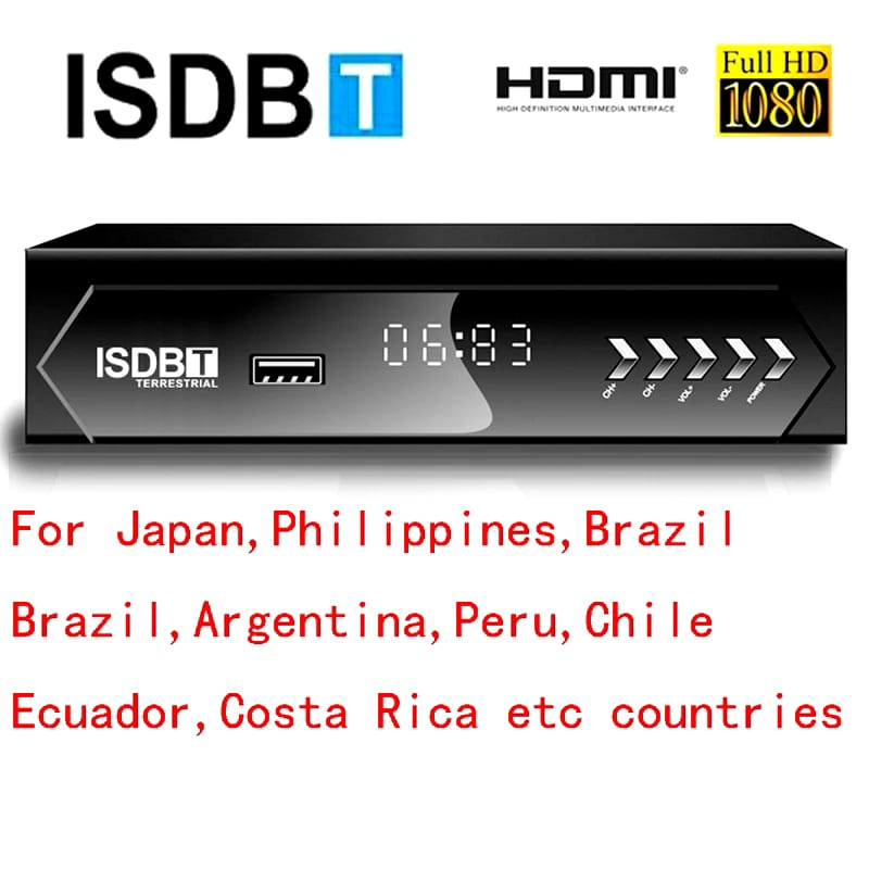 2-Receptor HD FTA ISDB-T Sintonizador de tv Digital isdb-t Receptor de TV terrestre para Chile