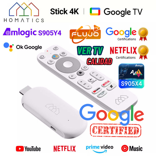 5-TV Box Android Mecool HOMATICS 4K TV Stick Netflix Certificación Google 2GB LPDDR4 32G ROM Amlogic S905Y4