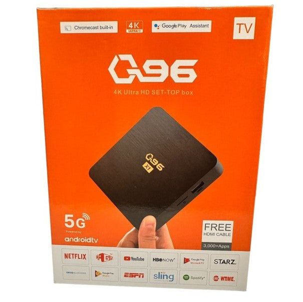 0-TV BOX Q96 MAGIS ANDROID TV Soporta hasta 4K Ultra HD (3840 x 2160 píxeles)Compatible con una amplia gama para ver tus programas y películas favoritas en alta definición.